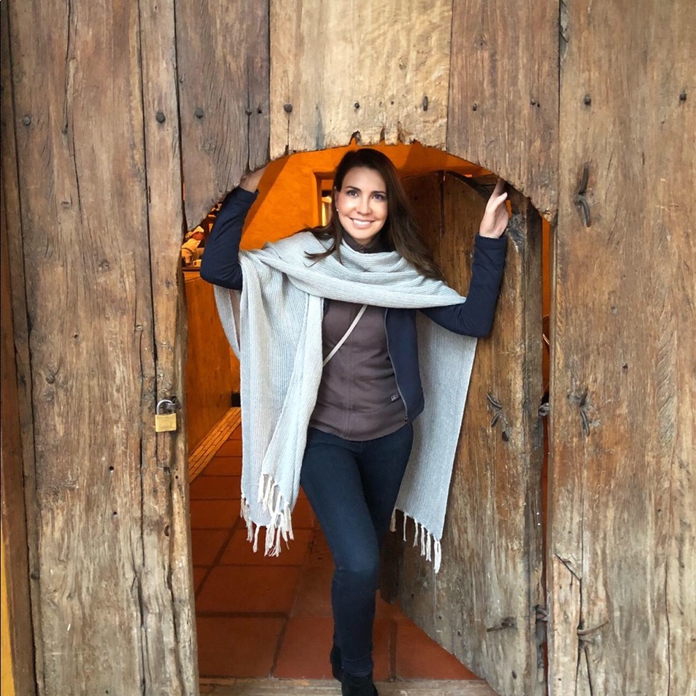 Light blue and cream cape